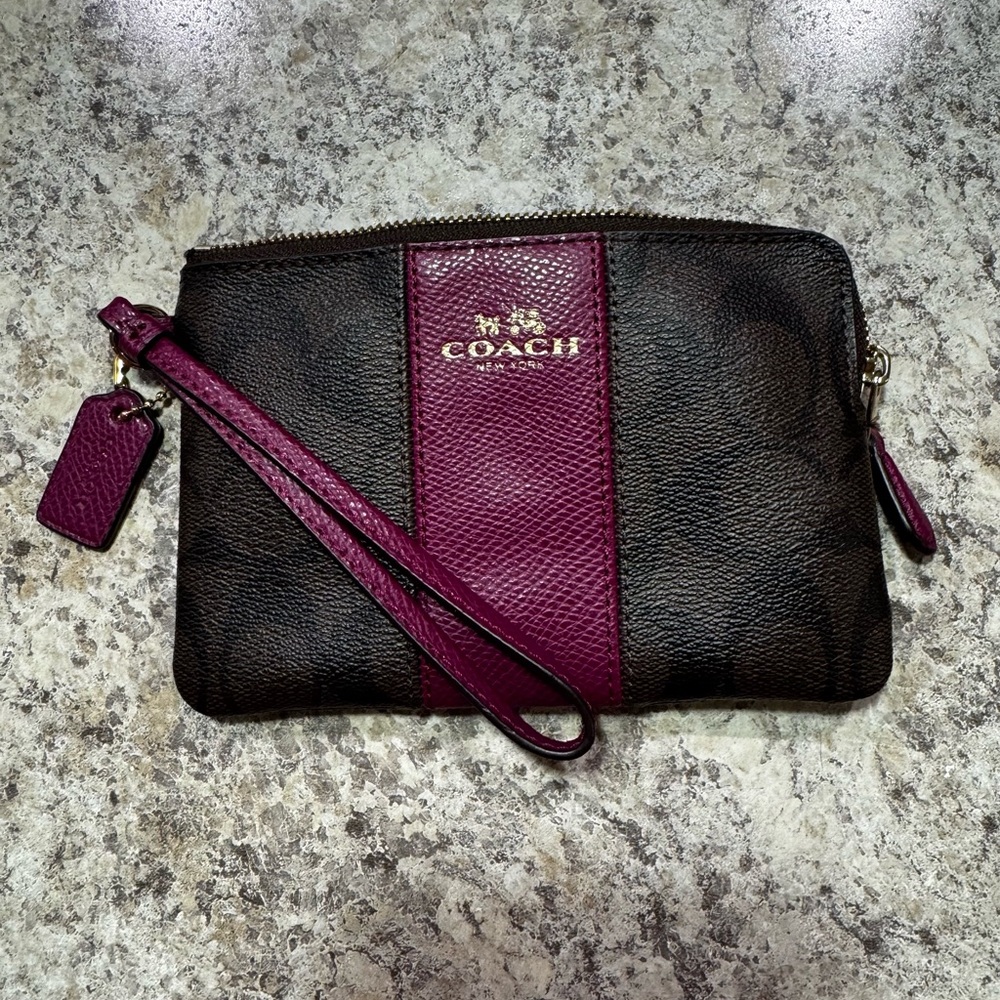 Coach Brown and Purple Wristlet